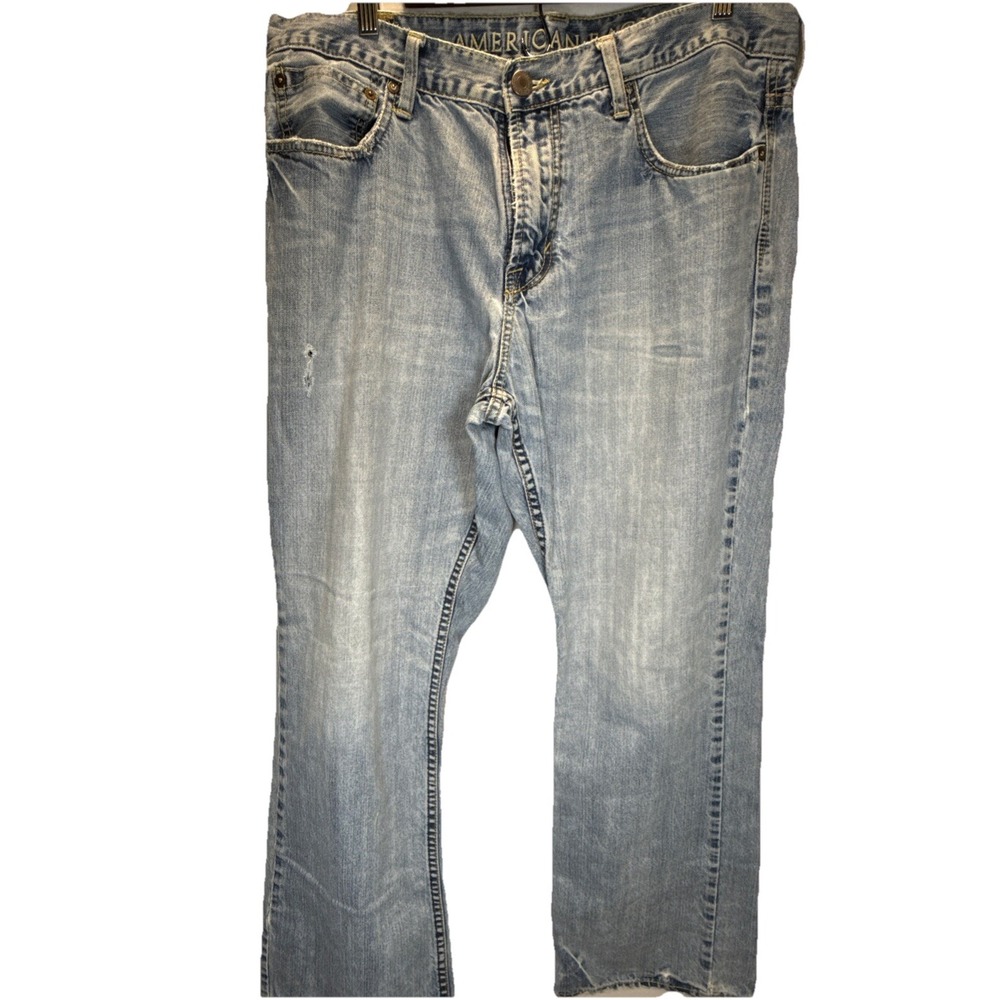 American Eagle‎ jeans men's 36x32 loose baggy blue denim pants Y2K Distressed